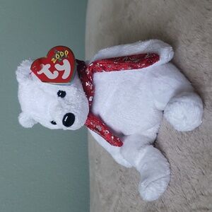 2000 Holliday Teddy🧸White Bear w/Scarf Ty Beanie Baby🐻Gift Toy Collectible NWT